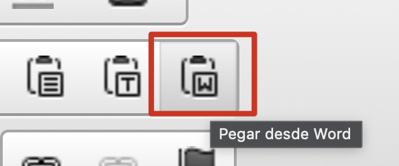 Botón Pegar desde Word